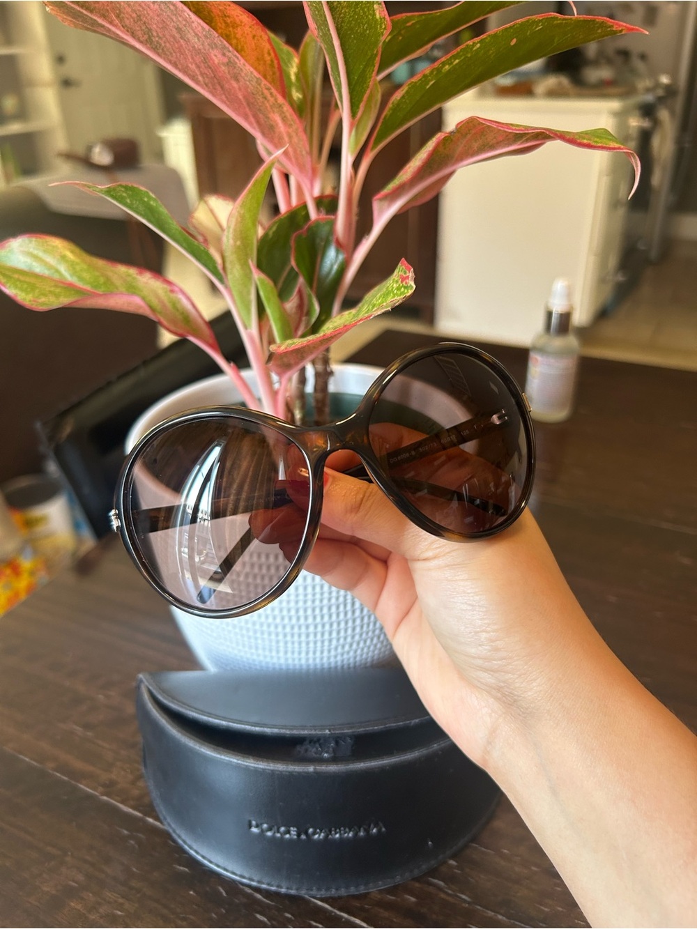 Dolce & Gabbana Black Frame Sunglasses with Brown Gradient Lenses